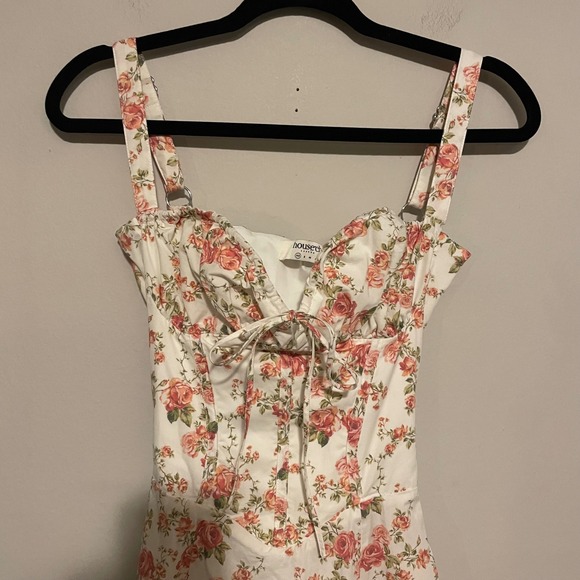 House of CB Carmen Bustier Sundress rose floral print XS coquette wedding bride - Picture 5 of 10
